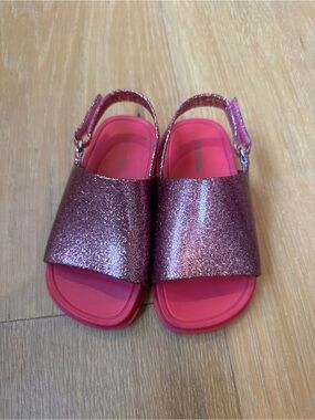 ✨ Mini Melissa Beach Slide Sandal | Kids | Pink Glitter | Jelly